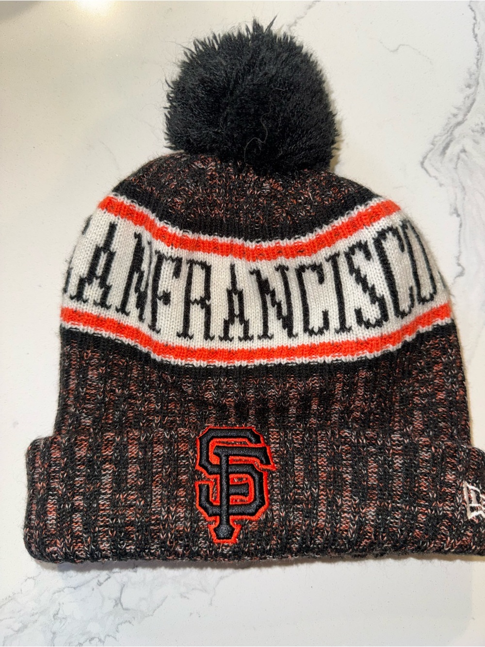 San Francisco Giants Black & Orange Pom Beanie - Kids